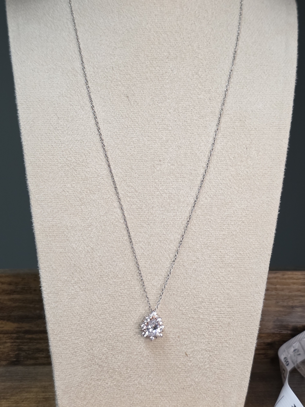 .925 Silver Crystal Cluster Pendant Necklace